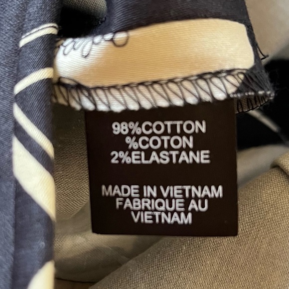 Tahari Navy Blue and White Floral Stretch Cotton Pencil Skirt 6 - Picture 5 of 6